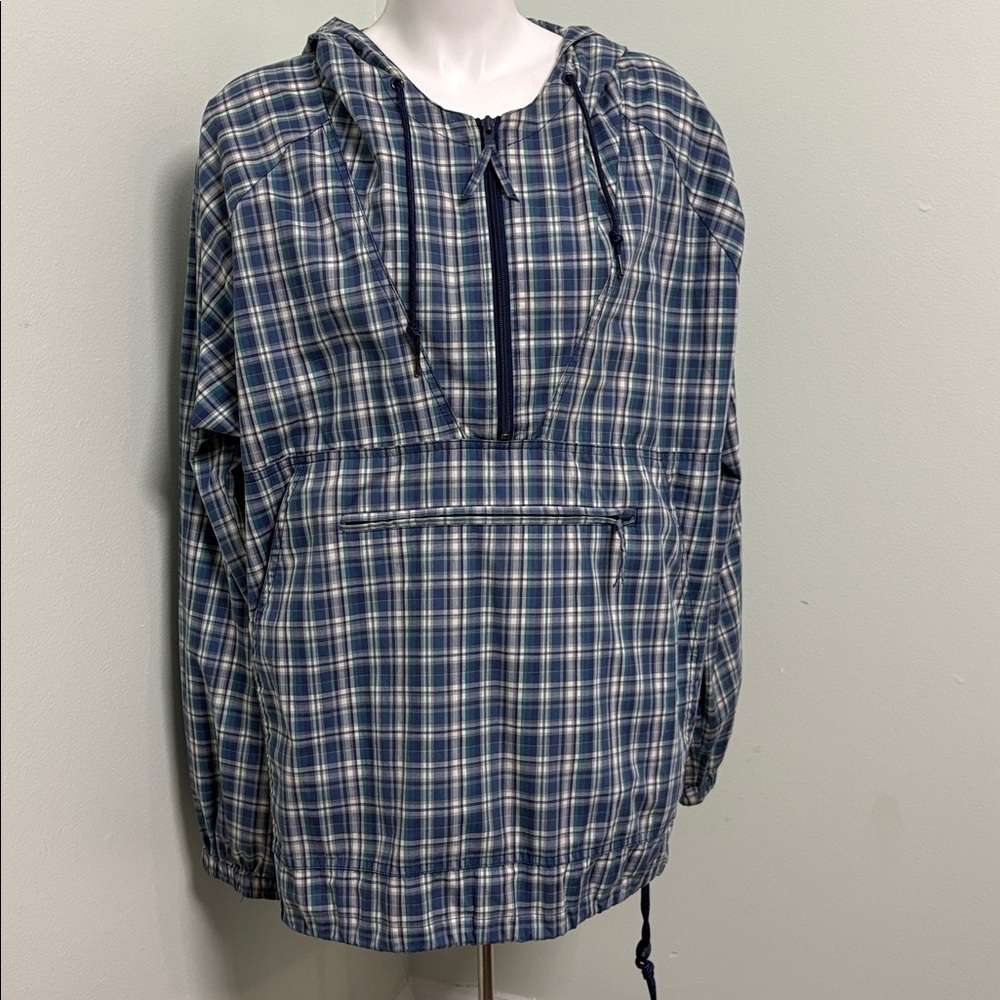 Vintage 90's Limited Plaid Hooded Quarter Zip Jacket Unisex Size M/L Cotton